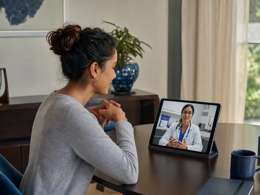 Un pacient en una consulta privada de telemedicina